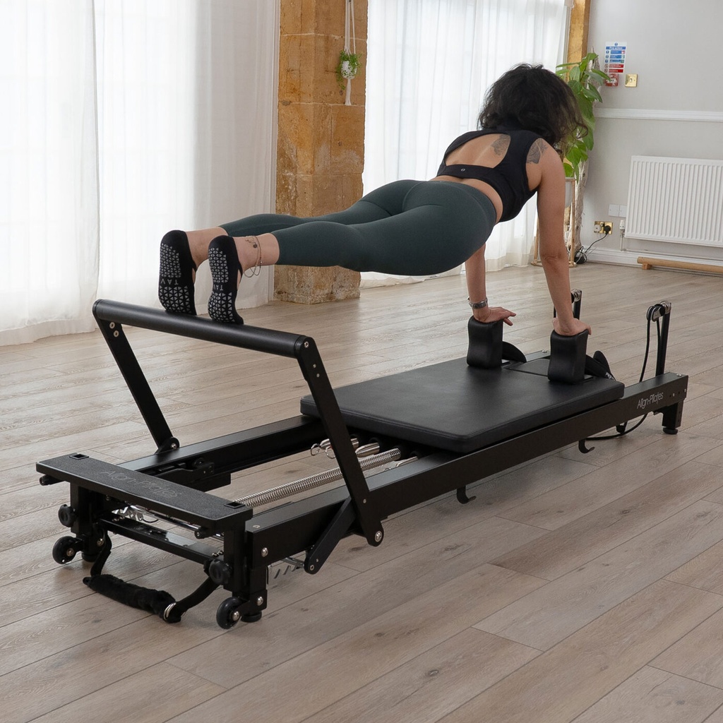 86" Classical Pilates Reformer with Metal Pole & Sitting Box Black