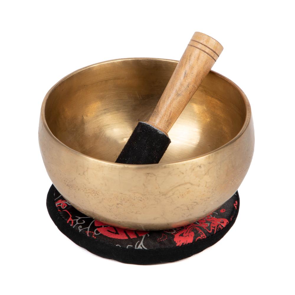 Tibetanska pojoča skleda bodhi, 13 cm, pribl. 470 g, z blazinico in tolkalom