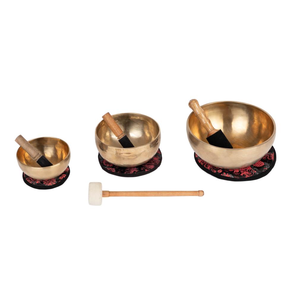 Singing Bowl Set XL, 3 bowls, incl. cushions and strikers